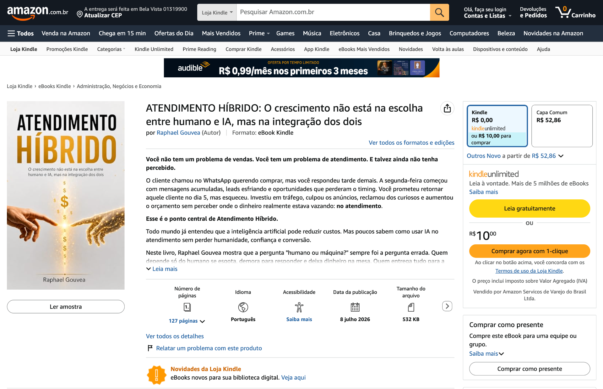Página do livro Atendimento Híbrido na Amazon
